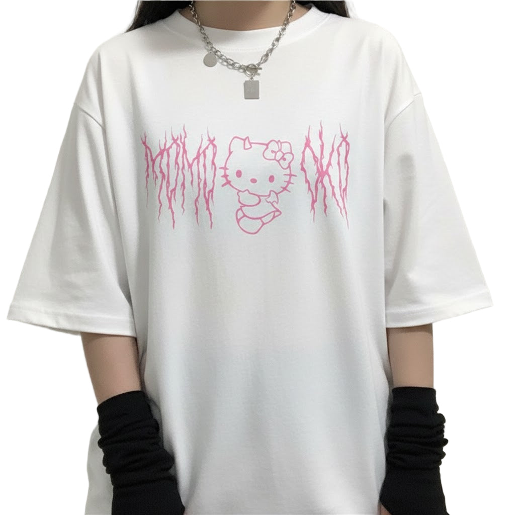 Camiseta Feminina Hello Kitty Kuromi Aesthetic 100% Algodão