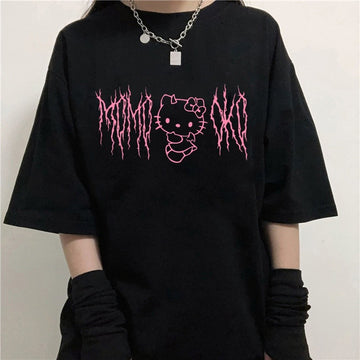 Camiseta Feminina Hello Kitty Kuromi Aesthetic 100% Algodão
